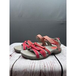 Teva Tirra Womens 8 Sport Sandals Pink Coral Grey Strappy Hiking Shoes